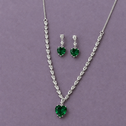 EMERALD ZEST AMERICAN DIAMOND JEWELLERY SET