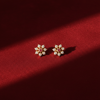 RUBY DIAMOND HIRA EIGHT STONE STUD EARRINGS