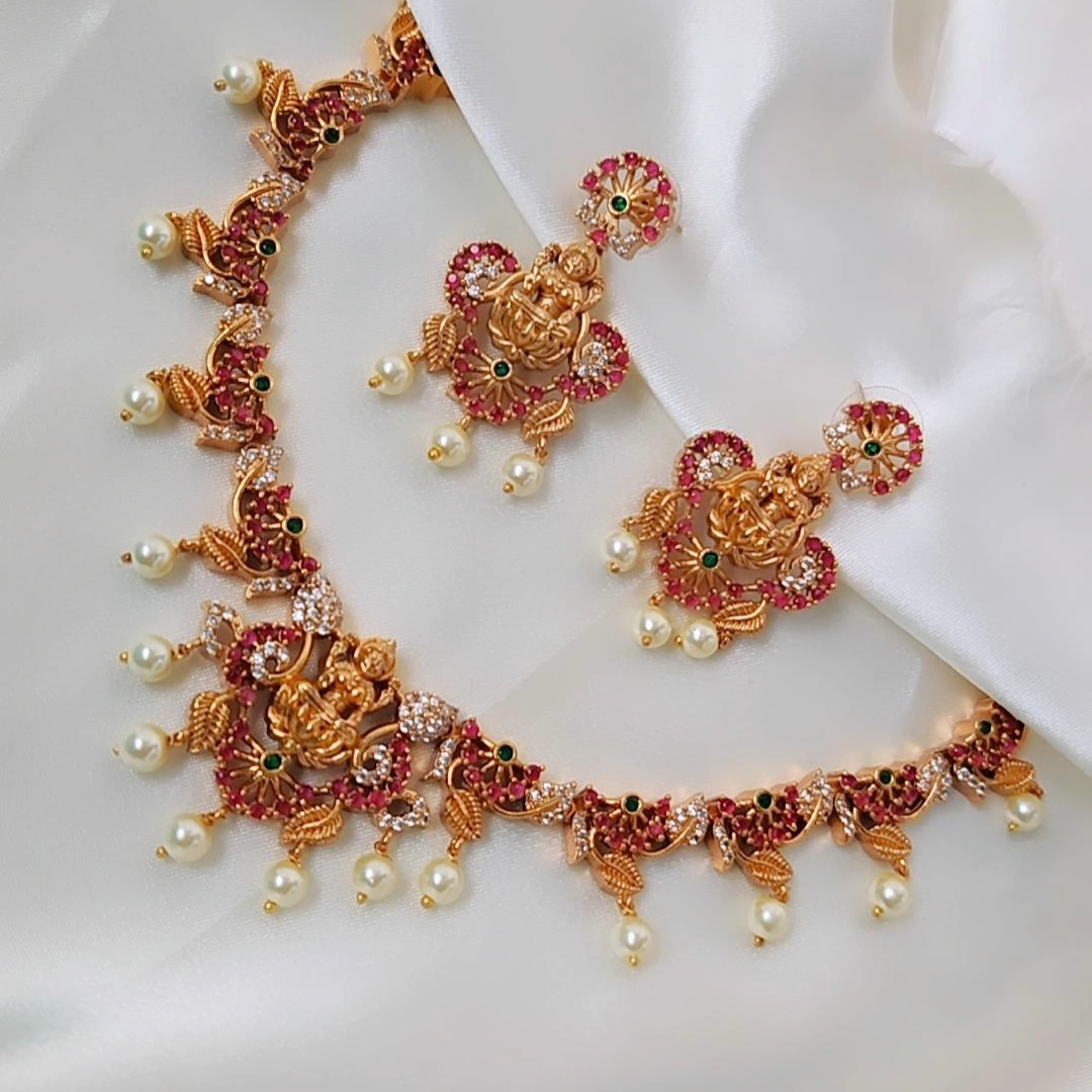 RUBY GODDESS TEMPLE JEWELLERY SET