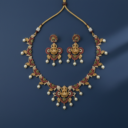 RUBY GODDESS TEMPLE JEWELLERY SET