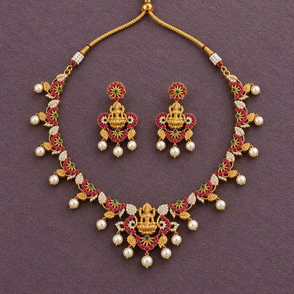 RUBY GODDESS TEMPLE JEWELLERY SET