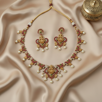 RUBY GODDESS TEMPLE JEWELLERY SET