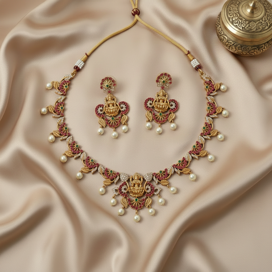 RUBY GODDESS TEMPLE JEWELLERY SET