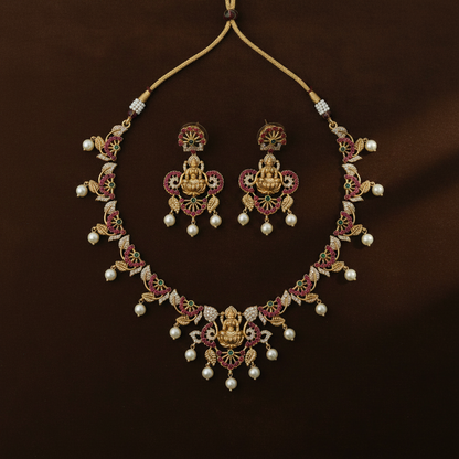 RUBY GODDESS TEMPLE JEWELLERY SET