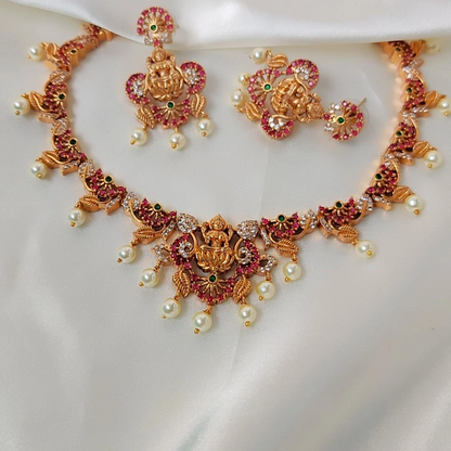 RUBY GODDESS TEMPLE JEWELLERY SET