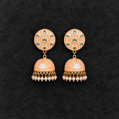 PEACH TURABA KUNDAN JHUMKI EARRINGS