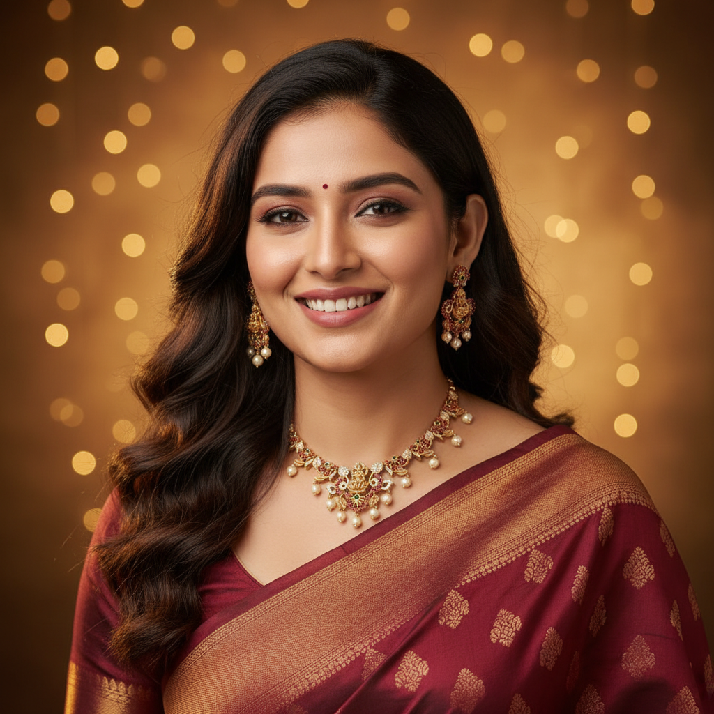 RUBY GODDESS TEMPLE JEWELLERY SET