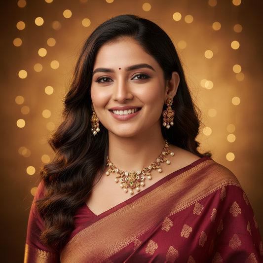 RUBY GODDESS TEMPLE JEWELLERY SET