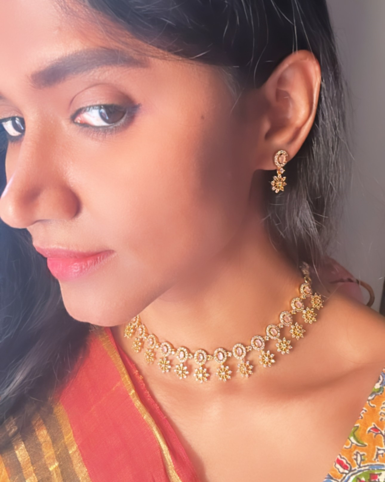 GOLDEN AMISHA ZIRCONIA JEWELLERY SET