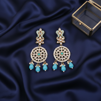 AQUA RANGOLI DANGLER EARRINGS