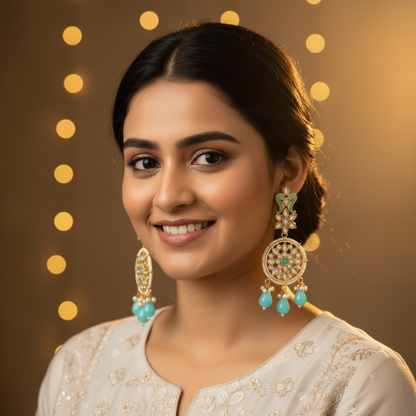 AQUA RANGOLI DANGLER EARRINGS