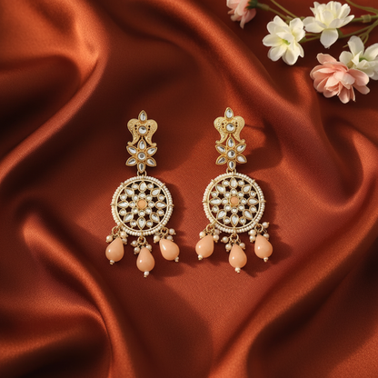 PEACH RANGOLI DANGLER EARRINGS