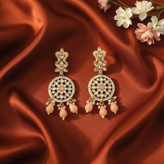 PEACH RANGOLI DANGLER EARRINGS
