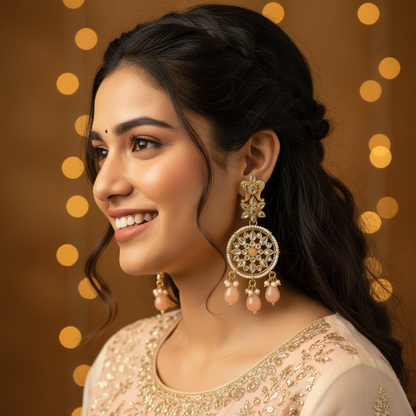 PEACH RANGOLI DANGLER EARRINGS