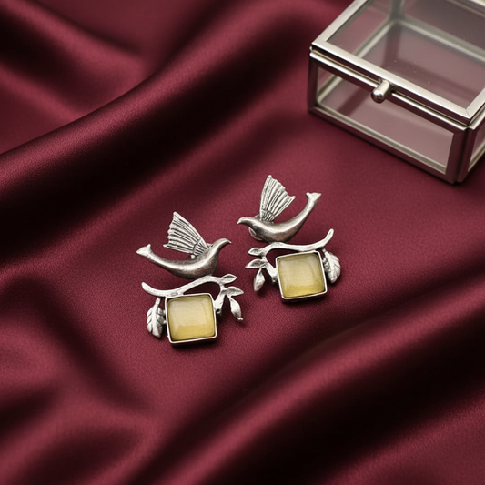 YELLOW TWINNING SILVER PLATED EARRINGS