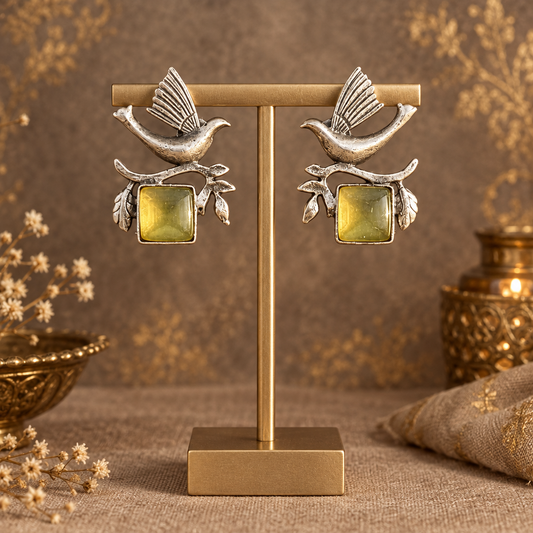 YELLOW TWINNING SILVER PLATED EARRINGS