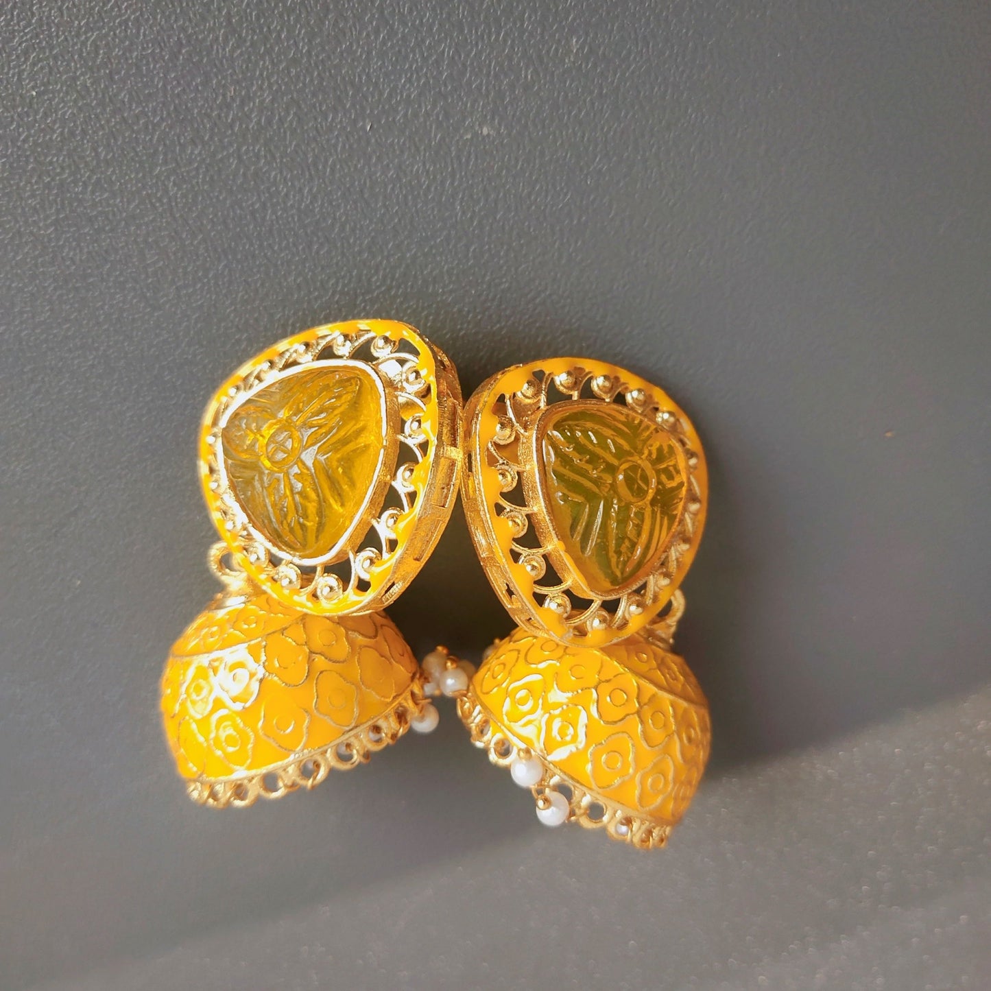 Yellow Jhumki for girls